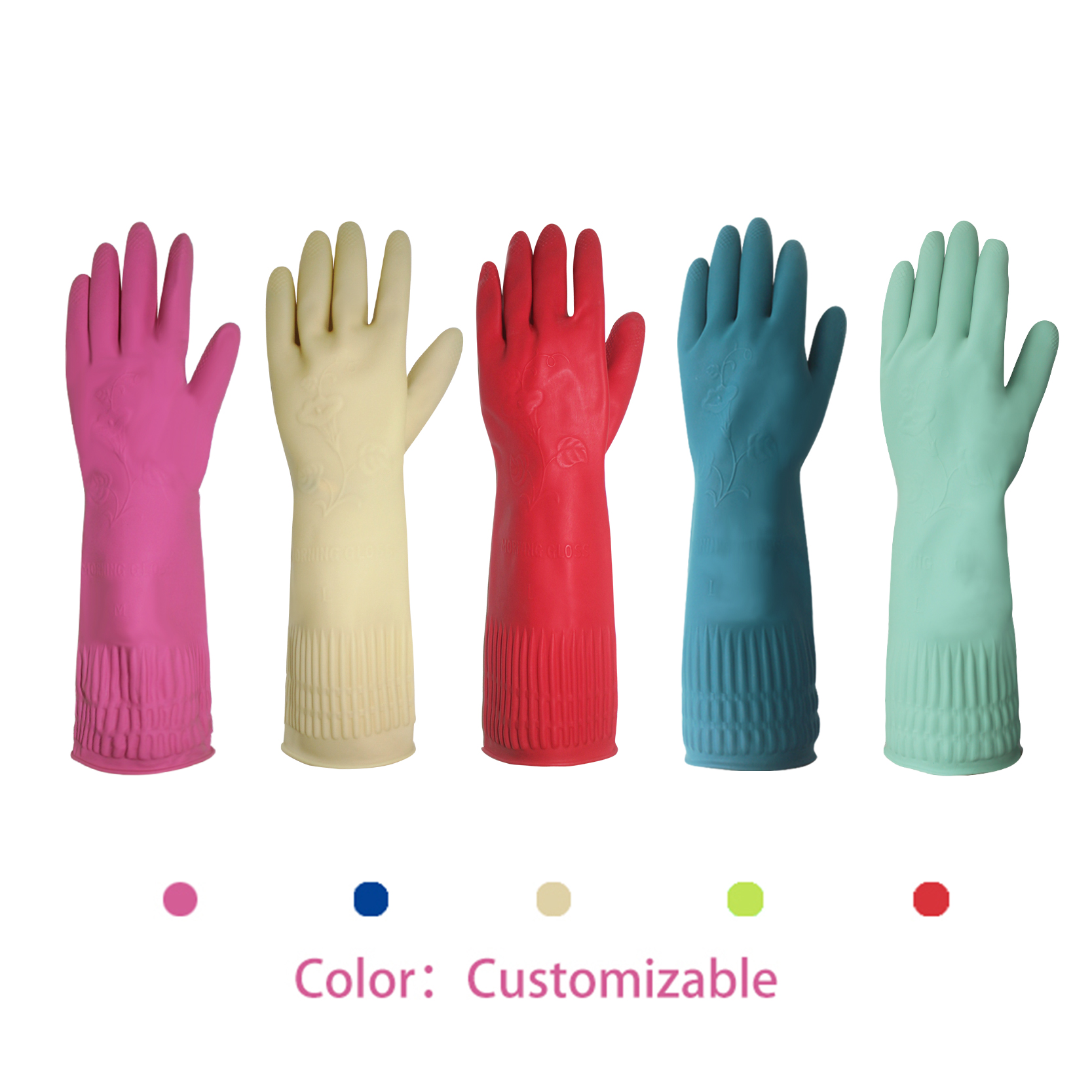 Tuam Tshoj Lag luam wholesale Extra Long House Flock Lined Latex Rubber Gloves (6)