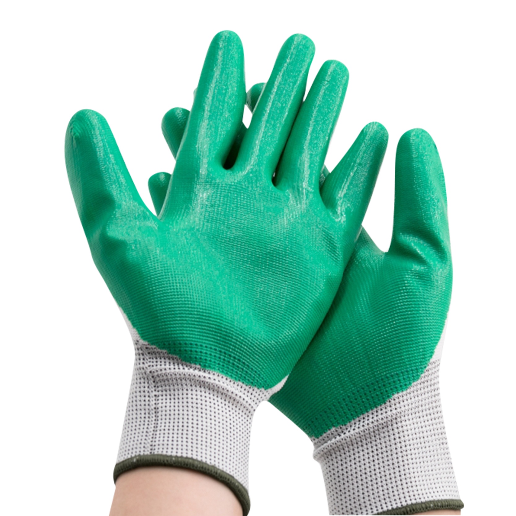 Customizable Blue Dawb Polyester Palm Nitrile Coated Work Gloves (1)