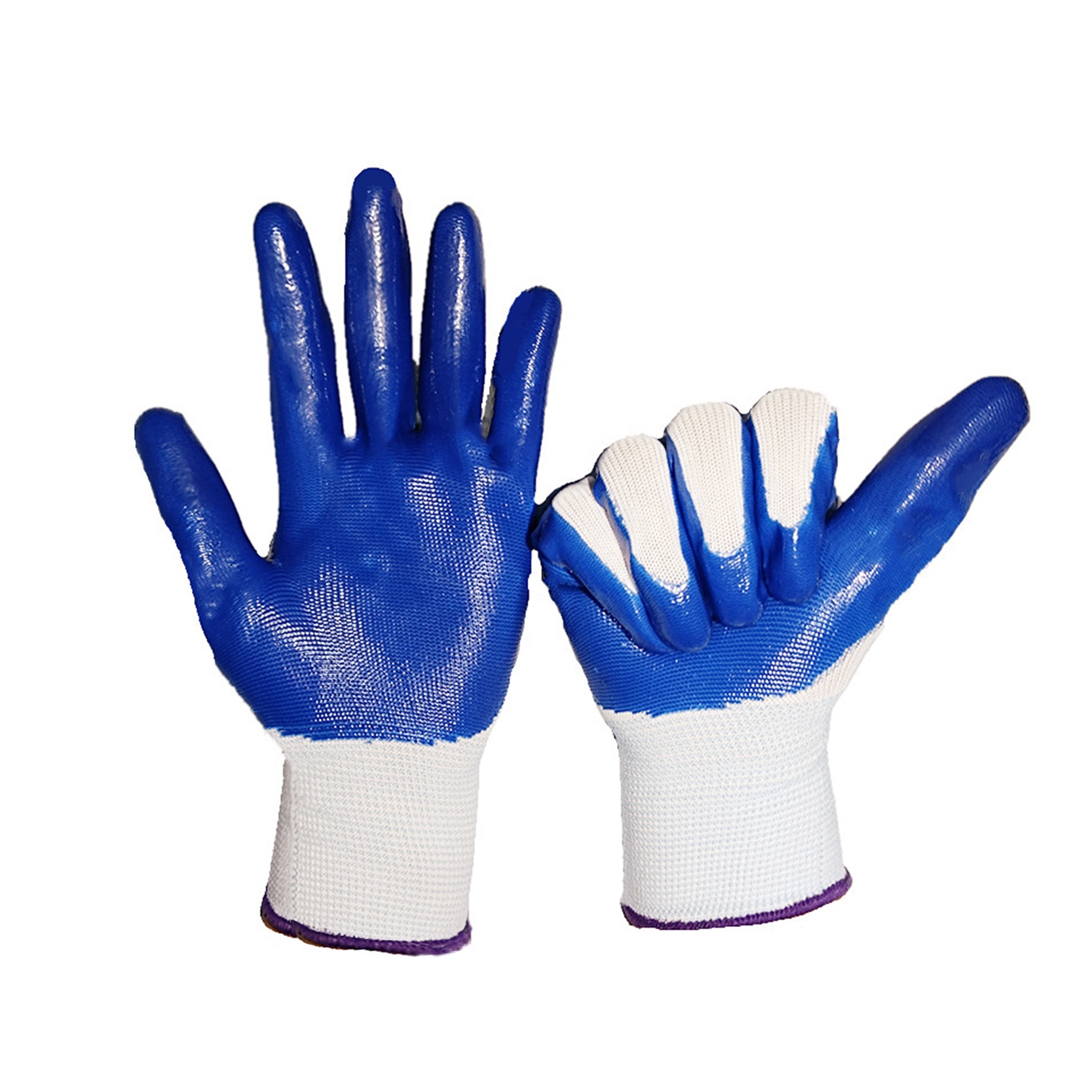 Customizable Blue Dawb Polyester Palm Nitrile Coated Work Gloves (3)