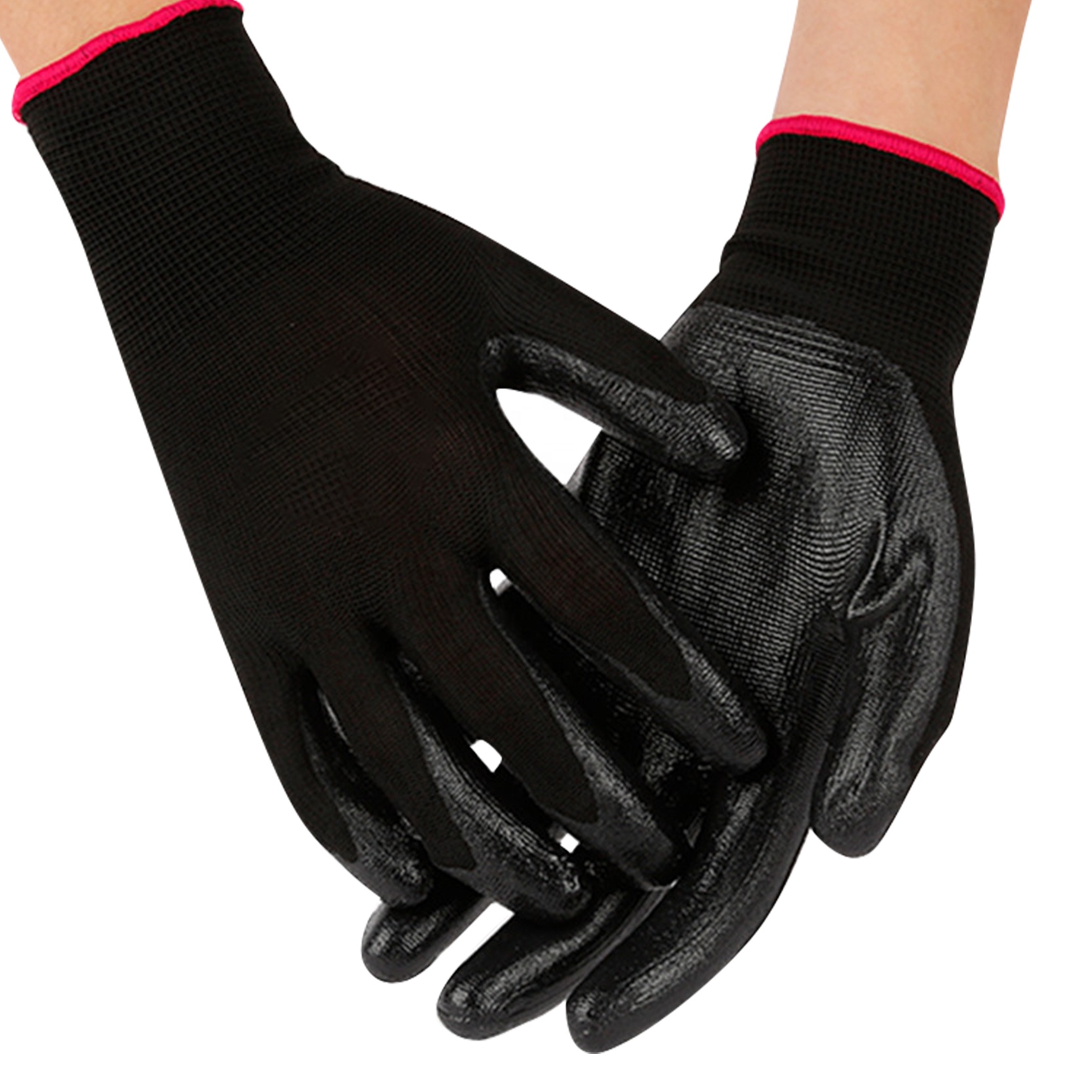 Customizable Blue Dawb Polyester Palm Nitrile Coated Work Gloves (4)