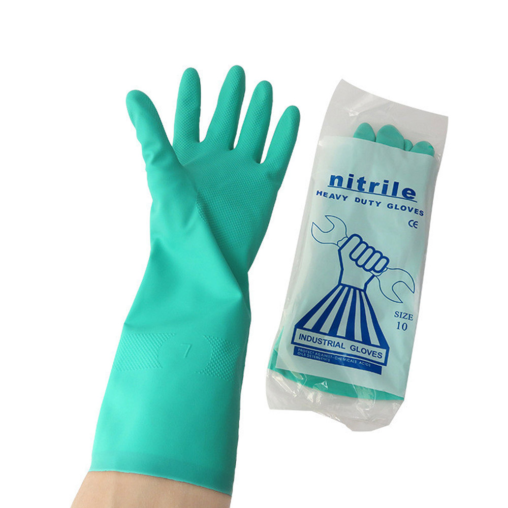 Zielone rękawice robocze ochronne Rękawice nitrylowe (3)