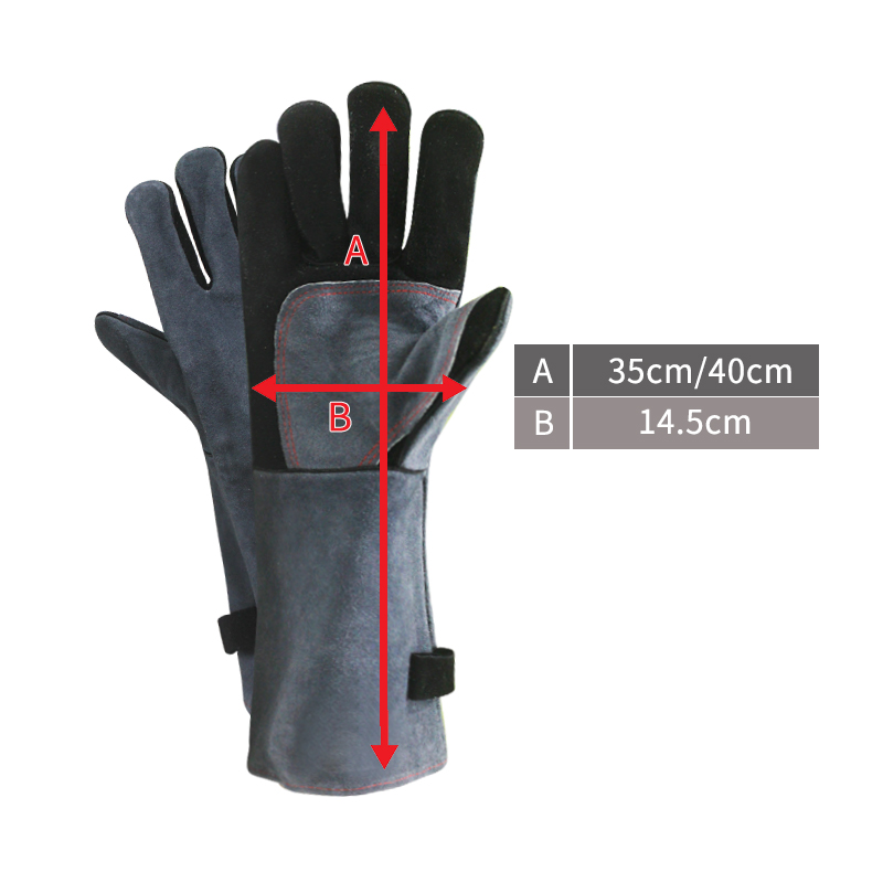 Leather Oven Heat Resistant BBQ Gloves High Temperature ( (2)