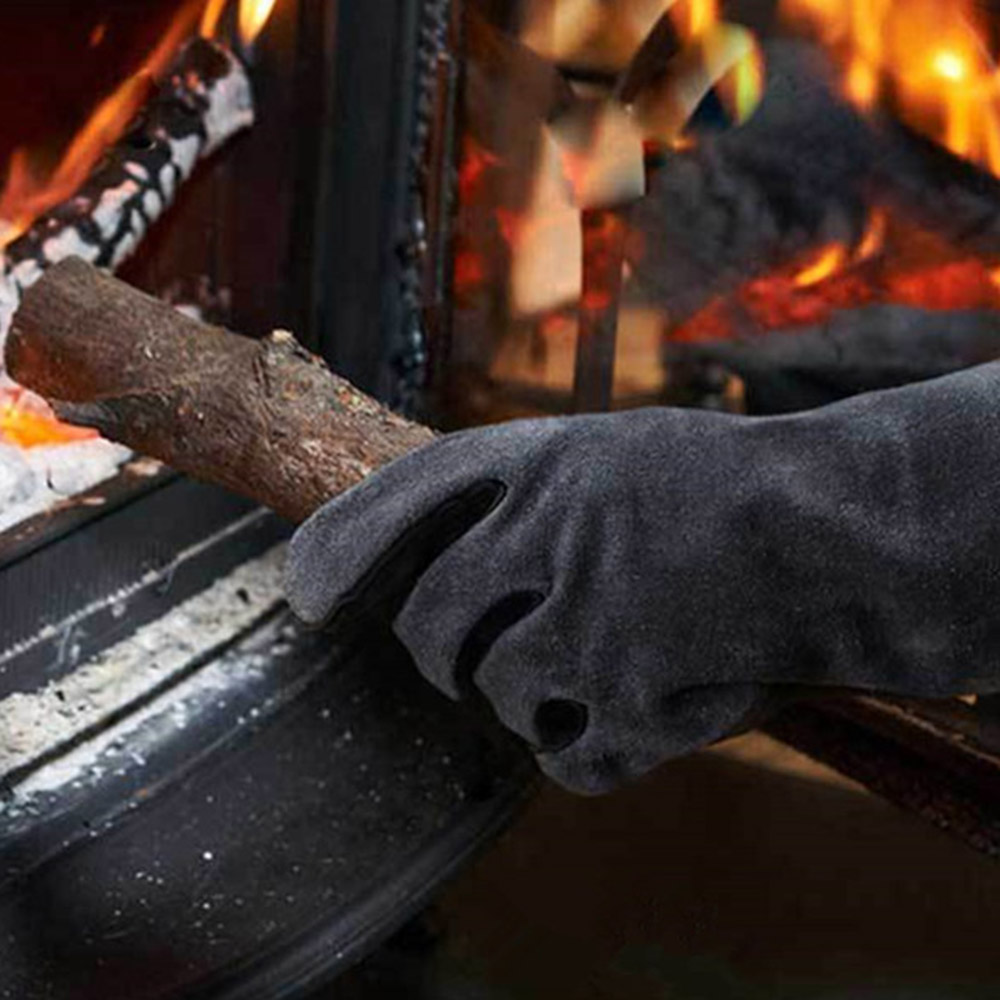 Skórzane rękawice do grillowania odporne na wysoką temperaturę w piekarniku (