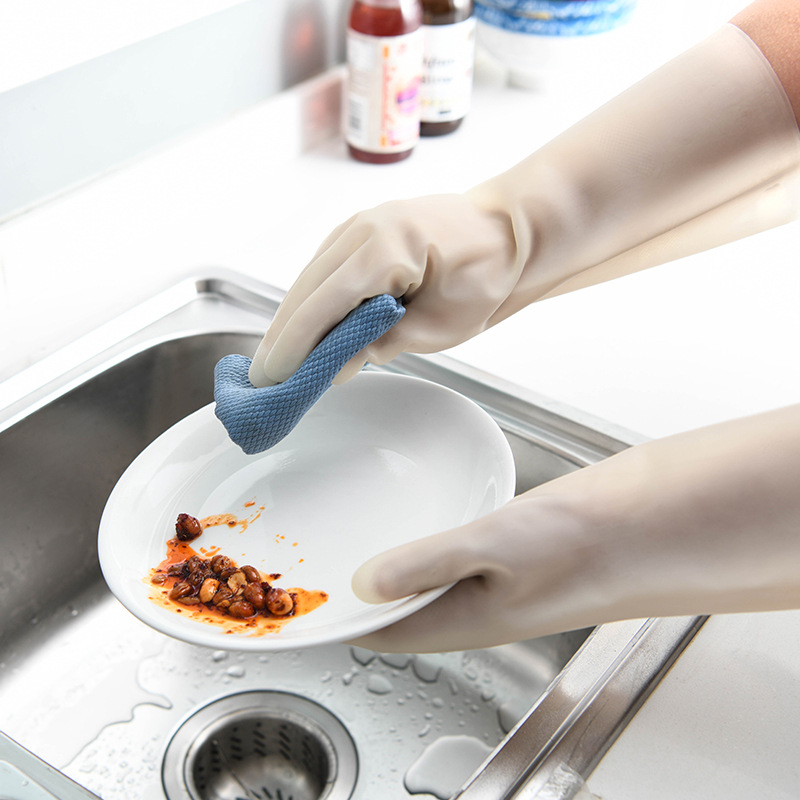 Sarung Tangan Pembersih Nitril, Sarung Tangan Penyental untuk Memasak, Mencuci Dapur, Bilik Mandi (4)